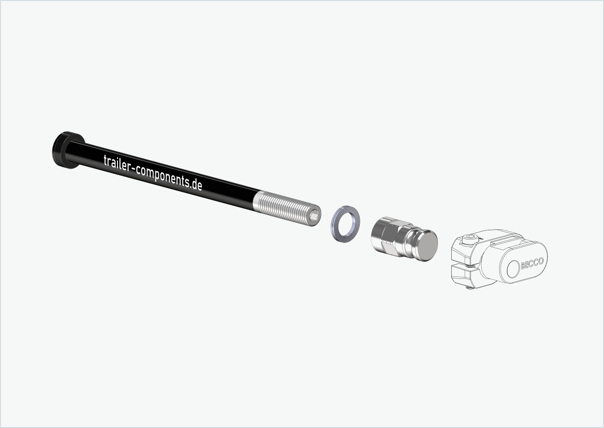 Stiftaxel med adapter Leggero för ORBEA | för vänstergänga M12 x 1,50 – passar Leggero med BECCO-system