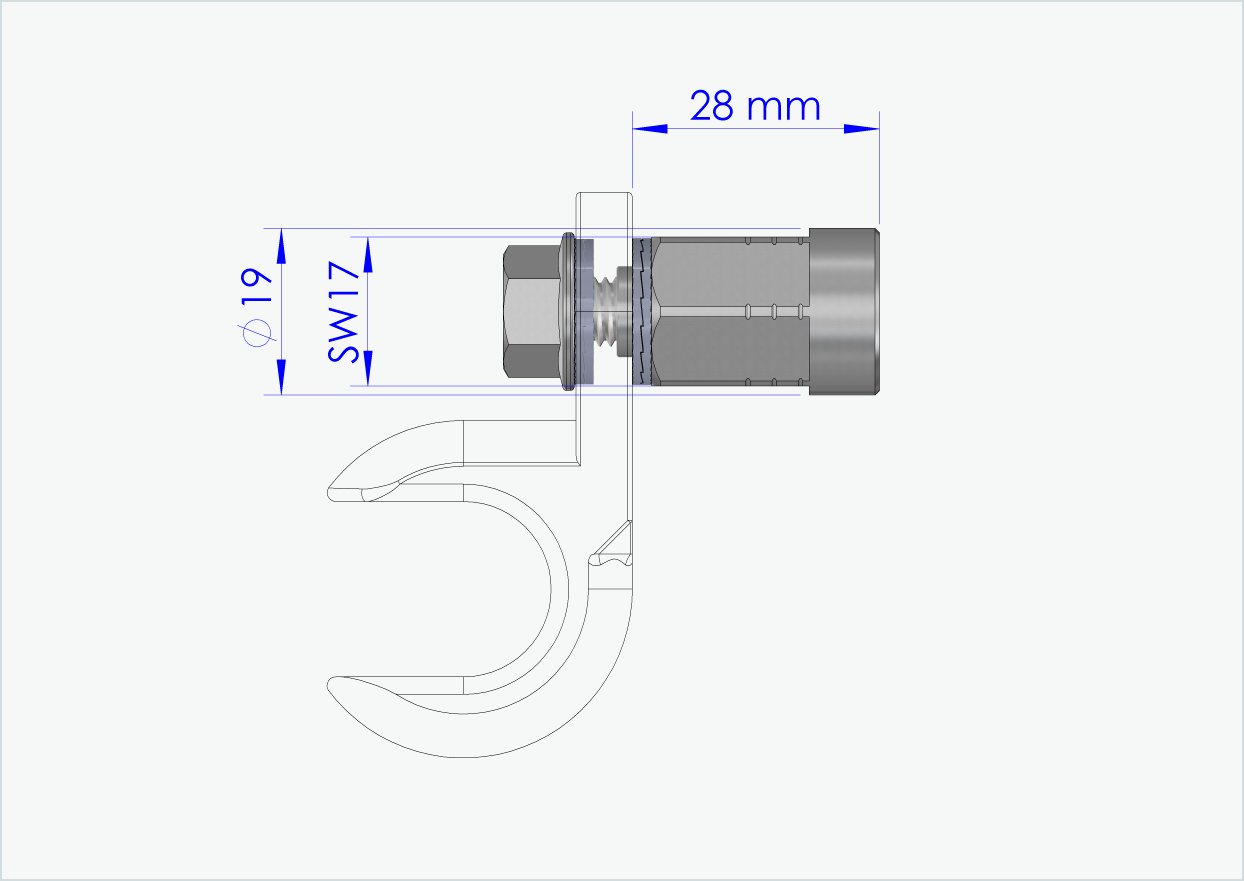 Adapter för solid axel - M12 x 1,25