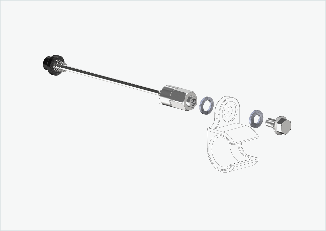 Snabbkopplingsaxel med universaladapter | spännlängd 143 mm - 153 mm