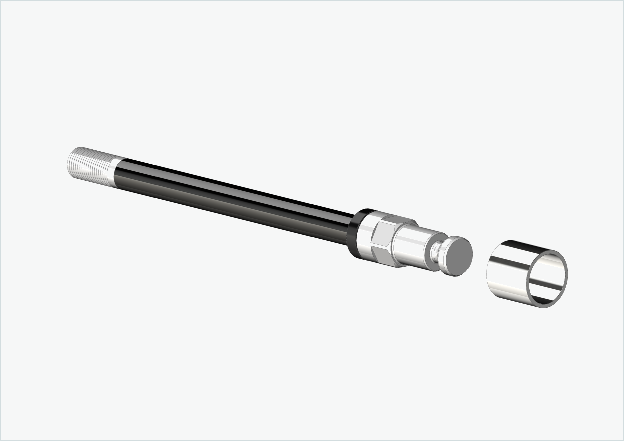 Genomgående axel med adapter / M12 x 1,75 | för Croozer-släpvagnar från 2018