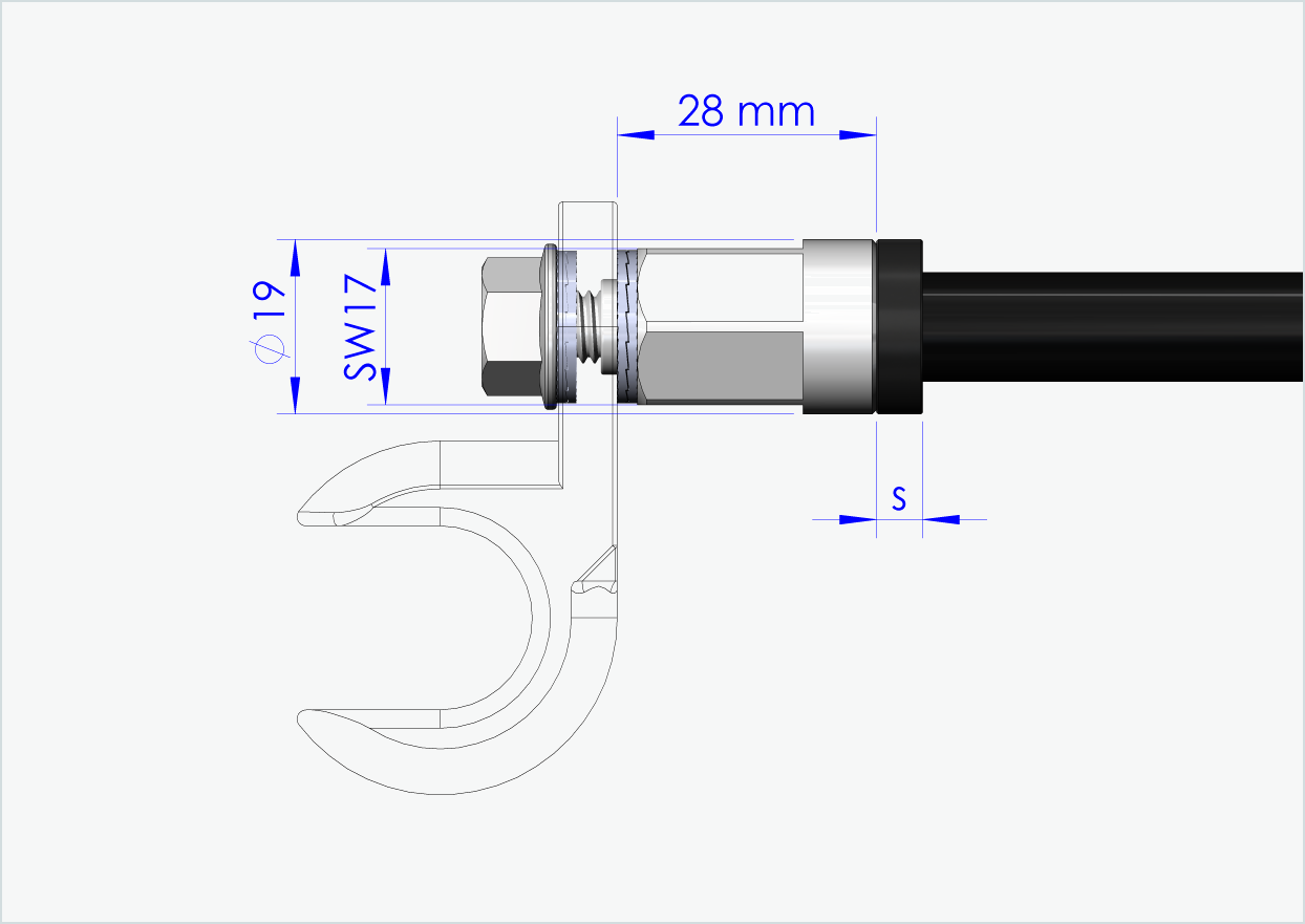 Genomgående axel med adapter Universal / M12 x 1,50
