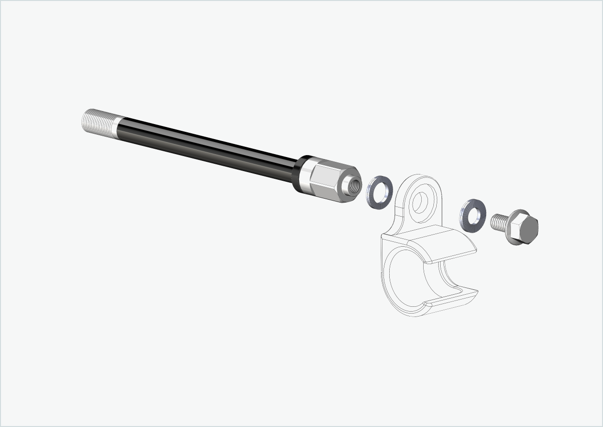 Genomgående axel med adapter Universal / M12 x 1,50