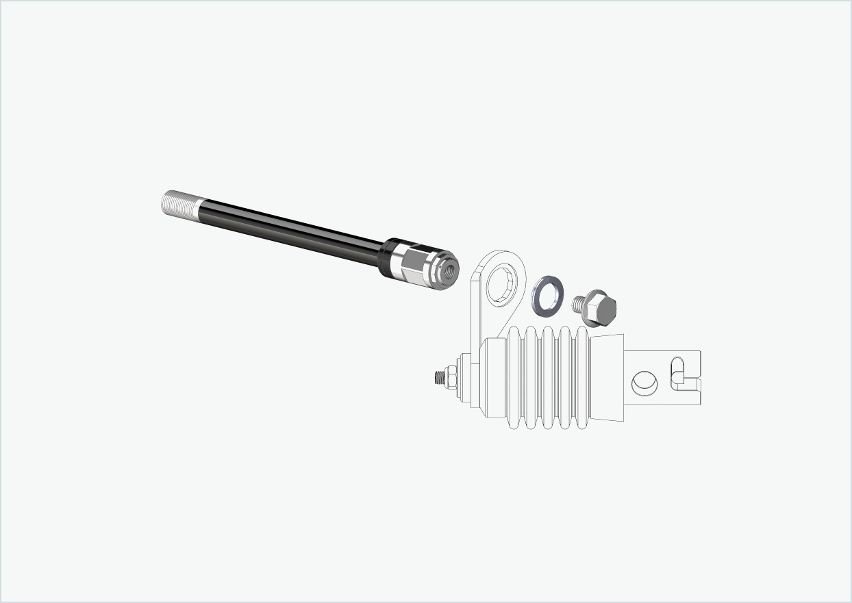 Syntace genomgående axel (X-12) med polygonadapter / M12 x 1,50