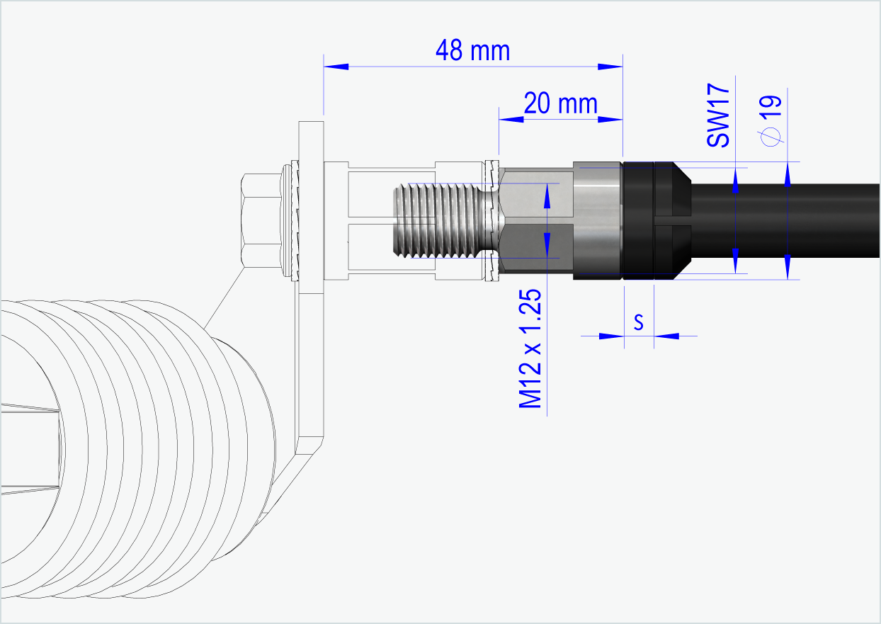 Syntace genomgående axel (X-12) med utbytbart system / M12 x 1,00