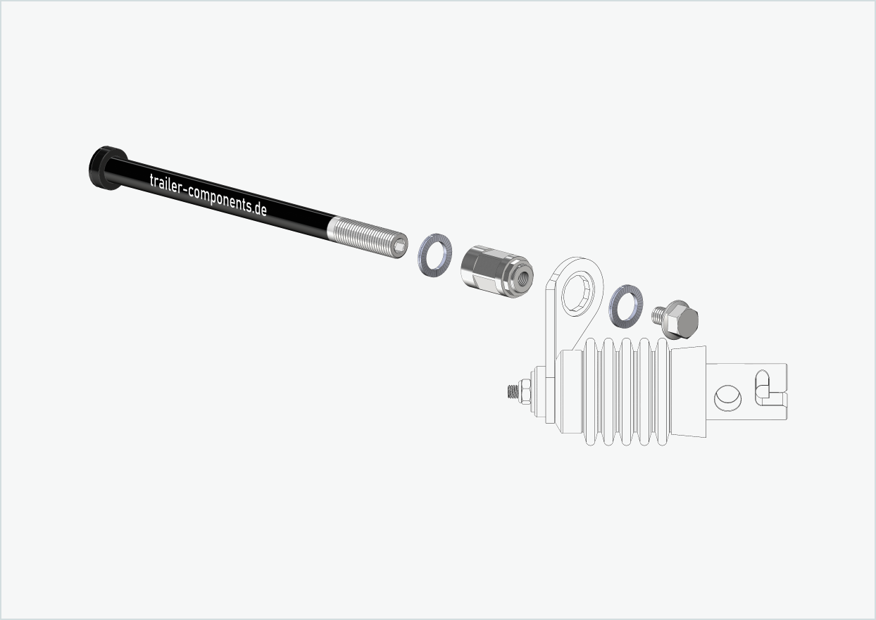 Snabbkopplingsaxel med Weber-adapter för TOUT TERRAIN | för vänstergänga M12 x 1,50 - lämplig för Weber-kopplingar typ: E - EL - ES