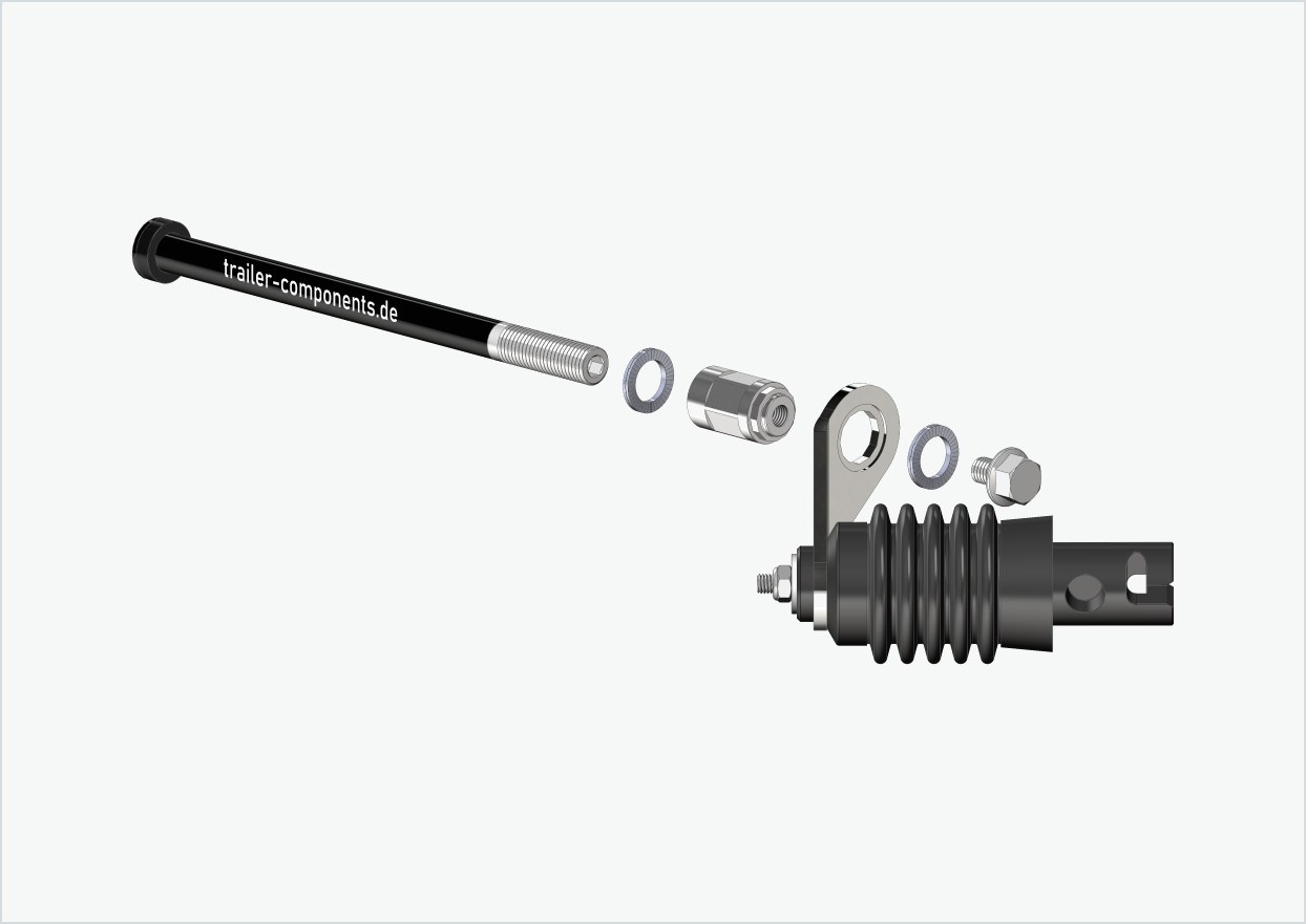 Snabbkopplingsaxel med Weber-adapter för TOUT TERRAIN | för vänstergänga M12 x 1,50 - lämplig för Weber-kopplingar typ: E - EL - ES