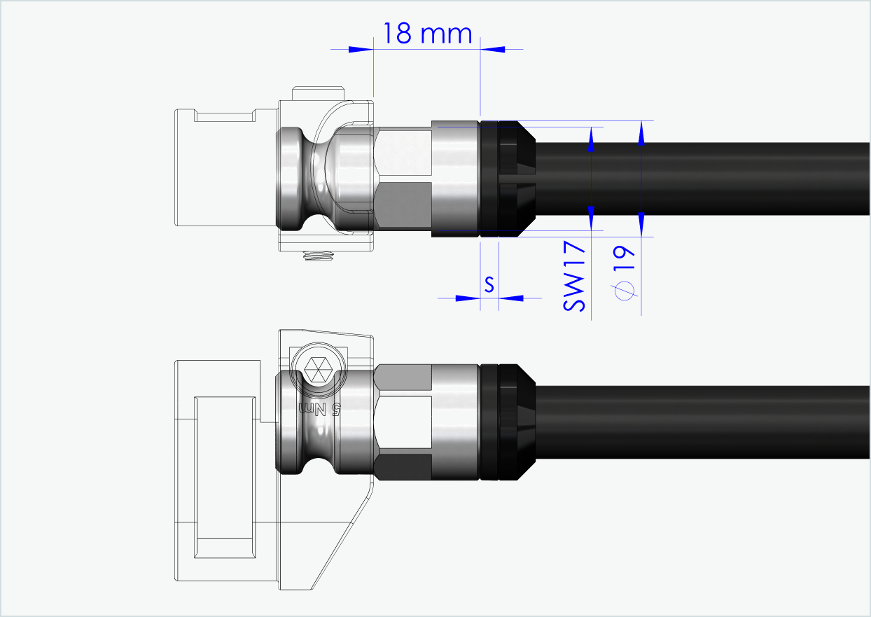 Syntace genomgående axel (X-12) med adapter / M12 x 1,00 | för Leggero-släpvagnar med BECCO-system
